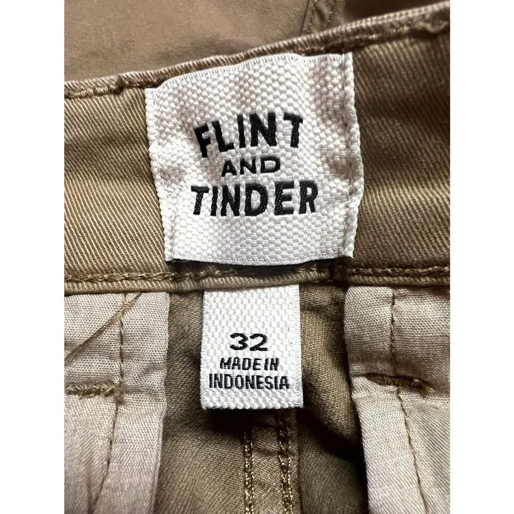 Flint and Tinder Men's Brown Cotton Stretch Mid Rise Bermuda Shorts Size 32
